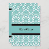 Invitations Turquoises de Bat mitzvah de Damas (Devant / Derrière)