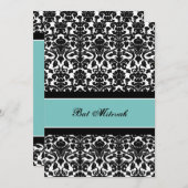 Invitations Turquoises de Bat mitzvah de Damas (Devant / Derrière)
