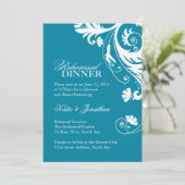 Invitations turquoises de dîner de répétition (Debout devant)