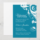 Invitations turquoises de dîner de répétition (Devant / Derrière)