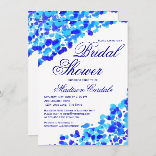 Invitations turquoises de Fête de la mariée de (Devant / Derrière)