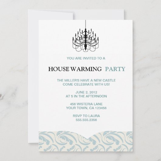 Invitations Turquoises de foune et de lustre pour  (Devant)