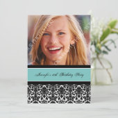 Invitations Turquoises de la photo noire (Debout devant)