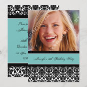 Invitations Turquoises de la photo noire (Devant / Derrière)