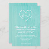 Invitations turquoises de mariage campagnard (Devant / Derrière)