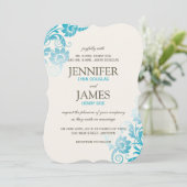 Invitations Turquoises de mariage Classy Ombre (Debout devant)