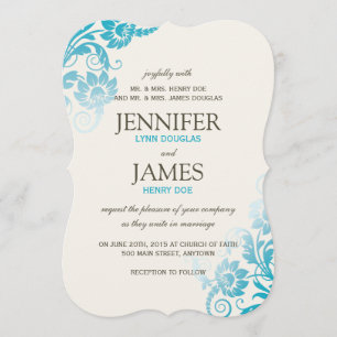 Invitations Turquoises de mariage Classy Ombre