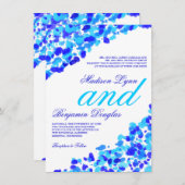 Invitations turquoises de mariage de bleu royal (Devant / Derrière)