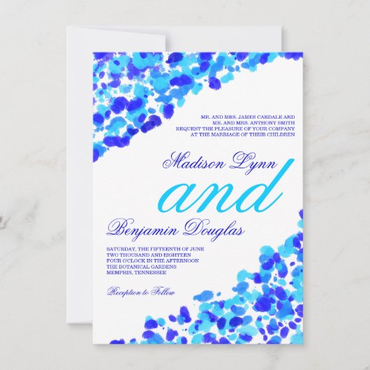 Invitations turquoises de mariage de bleu royal (Devant)