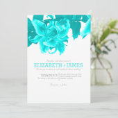 Invitations turquoises de mariage de fleur (Debout devant)