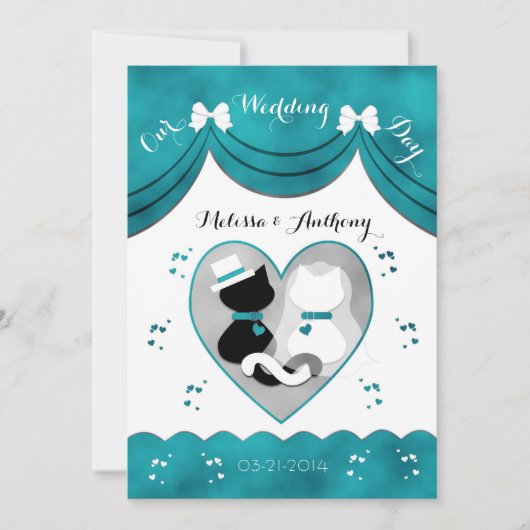 Invitations Turquoises de mariage de mariée et de (Devant)