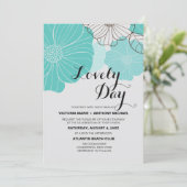 Invitations Turquoises de mariage floral (Debout devant)