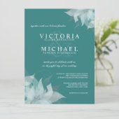 Invitations Turquoises de mariage floral bleu et b (Debout devant)