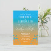 Invitations Turquoises de mariage orangé (Debout devant)