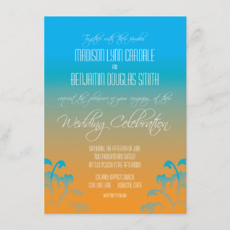 Invitations Turquoises de mariage orangé