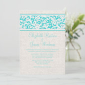 Invitations Turquoises de mariage rustique et de m (Debout devant)
