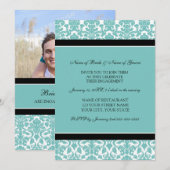 Invitations turquoises de partie de fiançailles de (Devant / Derrière)