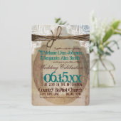 Invitations turquoises en fer à cheval de mariage (Debout devant)