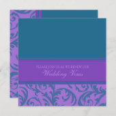 Invitations turquoises et pourpres de (Devant / Derrière)