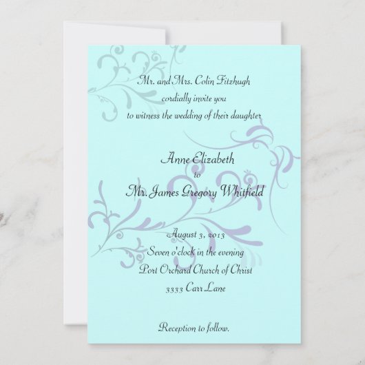 Invitations Turquoises et violentes (Dos)