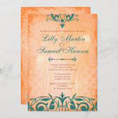 Invitations turquoises rustiques et toscanes de (Devant / Derrière)