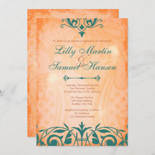 Invitations turquoises rustiques et toscanes de