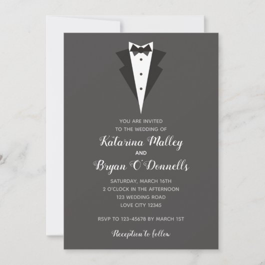 Invitations Tuxedo (Mariage Tuxedo noir et blanc) (Devant)