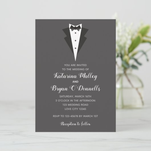 Invitations Tuxedo (Mariage Tuxedo noir et blanc) (Debout devant)