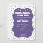 Invitations Twinkle Star Baby shower ultra violet (Devant)