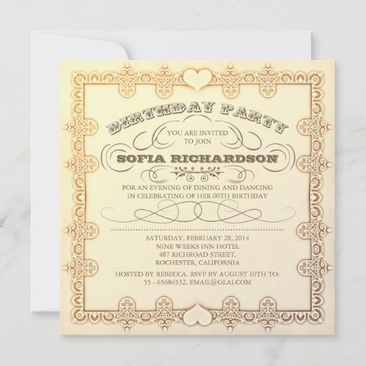 INVITATIONS TYPOGRAPHIQUES À DES FÊTES D'ANNIVERSA (Devant)