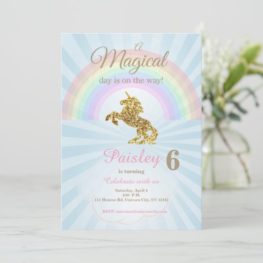 Invitations Unicorn (Debout devant)