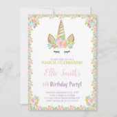 Invitations Unicorn 5e anniversaire (Devant)