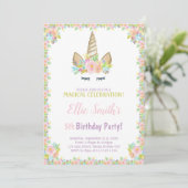 Invitations Unicorn 5e anniversaire (Debout devant)
