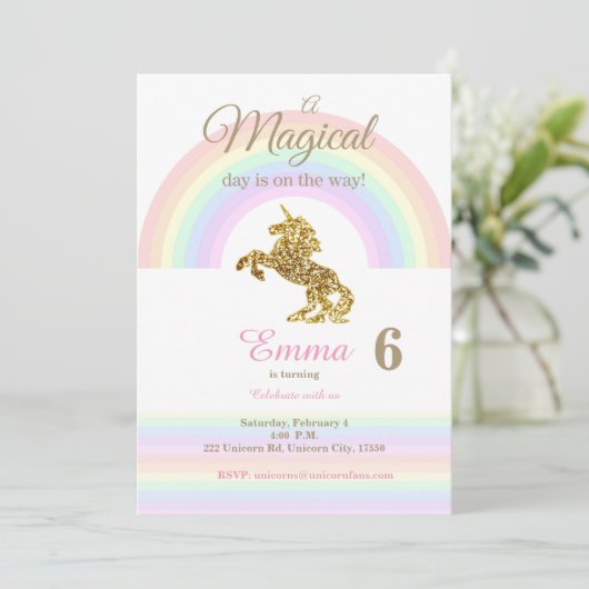 Invitations Unicorne (Debout devant)