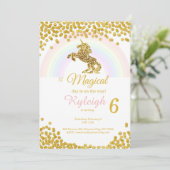 Invitations Unicorne en or (Debout devant)