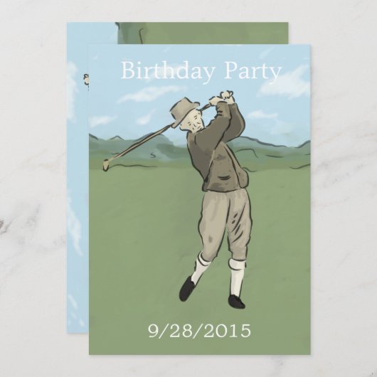 Invitations uniques d'art de golf (Devant / Derrière)