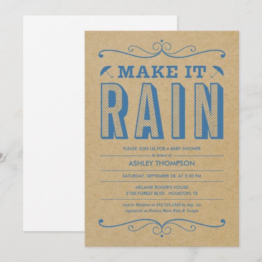 Invitations uniques de douches pour bébés (Devant / Derrière)