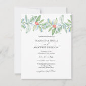 Invitations uniques de mariage de Noël Aquarelle (Devant)