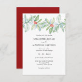 Invitations uniques de mariage de Noël Aquarelle (Devant / Derrière)