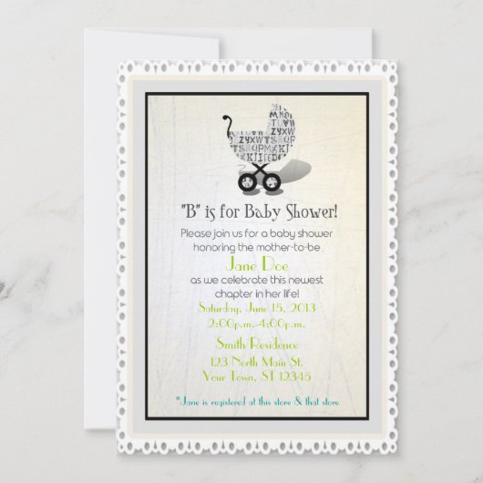 Invitations unisexes de douche de voiture d'enfant (Devant)