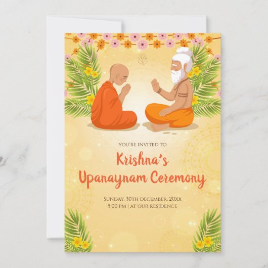 Invitations Upanayanam & Cérémonie de filetage inv (Devant)