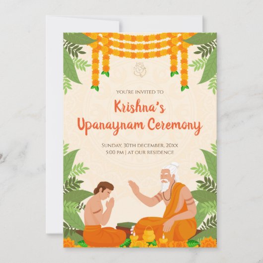 Invitations Upanayanam Cérémonie de Thread invitat (Devant)