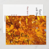 Invitations Venez Tous Feuilles D'automne Dorées (Devant / Derrière)