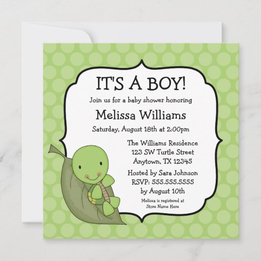 Invitations vertes de baby shower de points de (Devant)