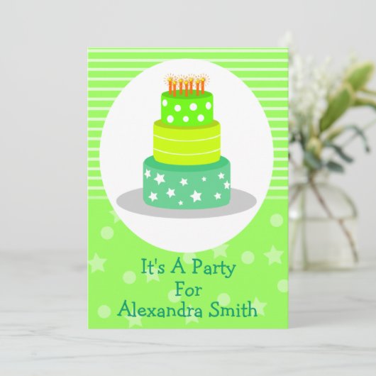 Invitations vertes de fête d'anniversaire de (Debout devant)