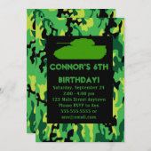 Invitations vertes de fête d'anniversaire de (Devant / Derrière)