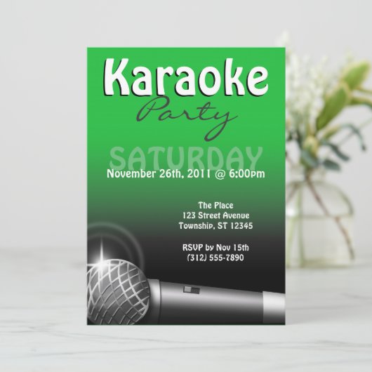 Invitations vertes du Karaoke Party (Debout devant)