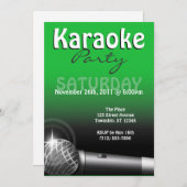Invitations vertes du Karaoke Party (Devant / Derrière)