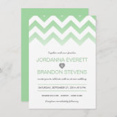 Invitations vertes en bon état de mariage de (Devant / Derrière)