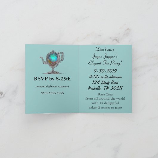 Invitations Victorian Teapot Party (Intérieur)
